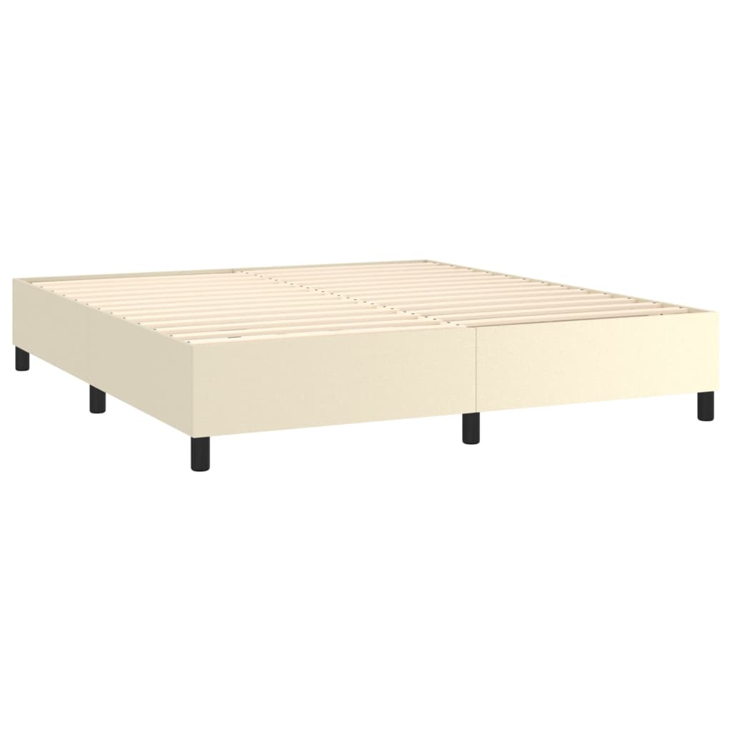 Krevet box spring s madracem LED krem 180x200cm od umjetne kože