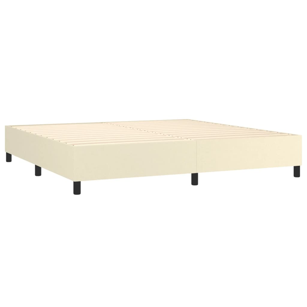 Krevet box spring s madracem LED krem 200x200cm od umjetne kože