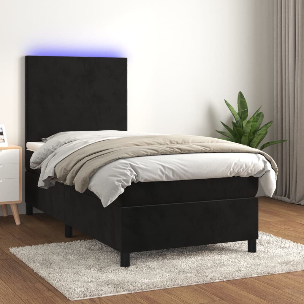 LED Box Spring Krevet s madracem Baršun