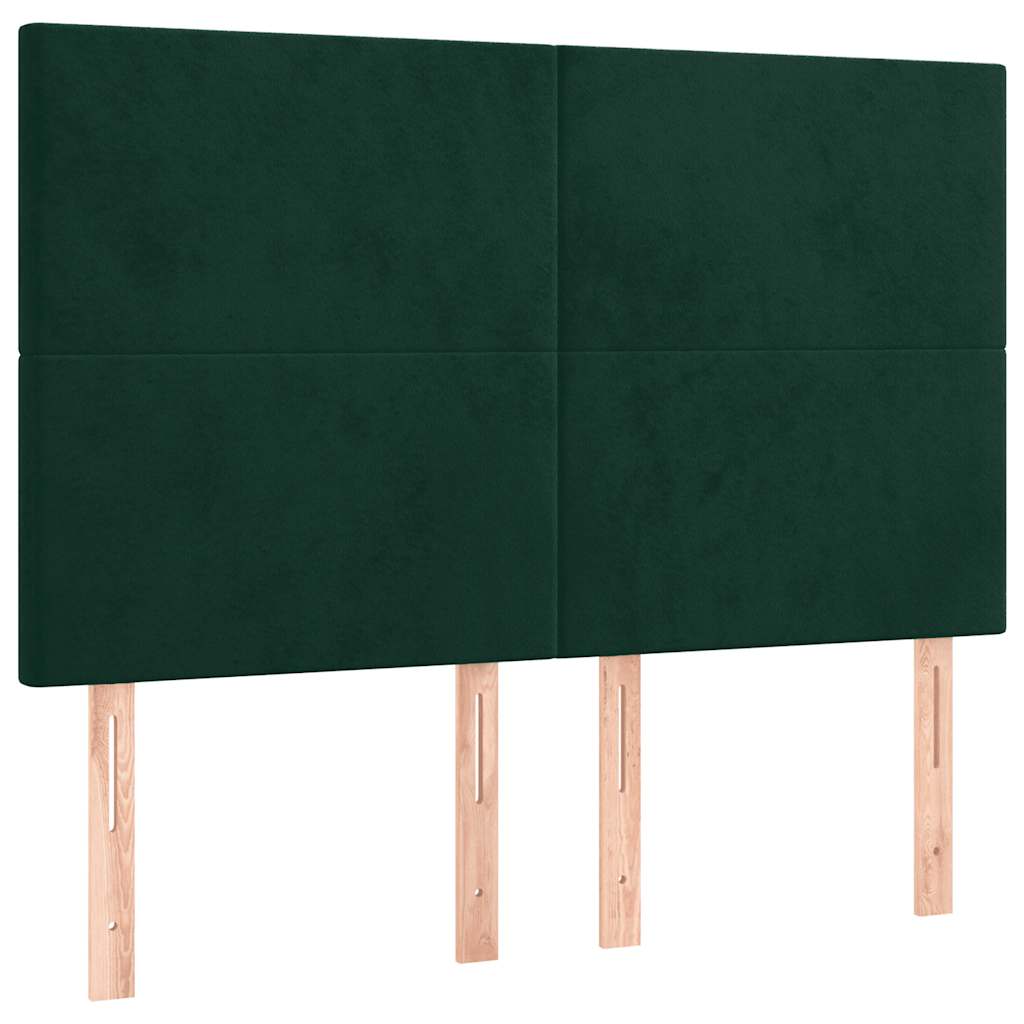 Krevet box spring s madracem LED tamnozeleni 140x190 cm baršun