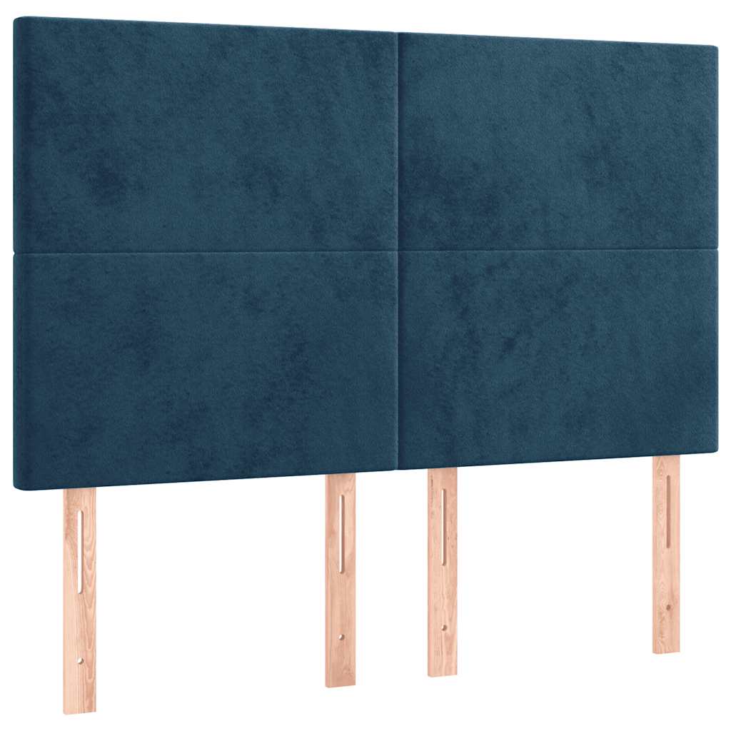 Krevet box spring s madracem LED tamnoplavi 140x190 cm baršun