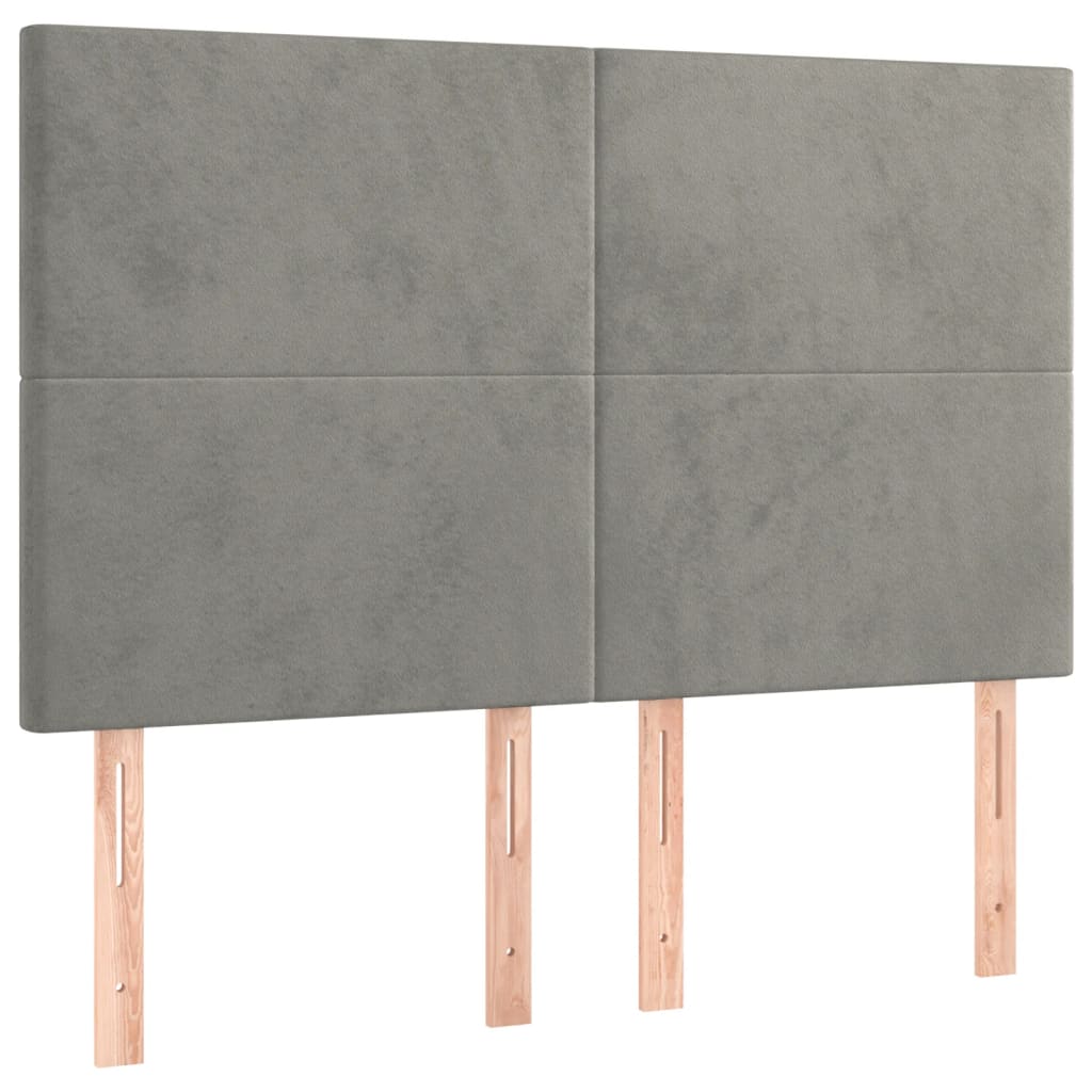 Krevet box spring s madracem LED svjetlosivi 140x200 cm baršun