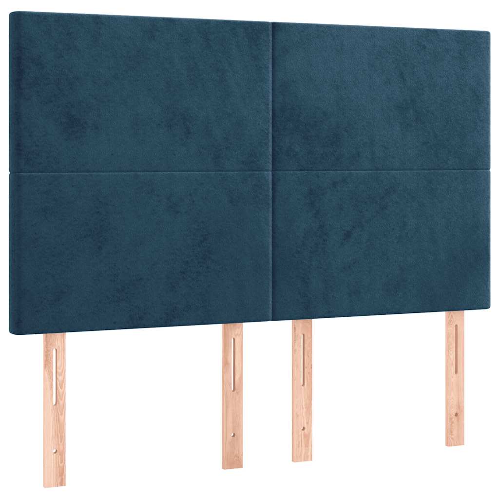 Krevet box spring s madracem LED tamnoplavi 140x200 cm baršun