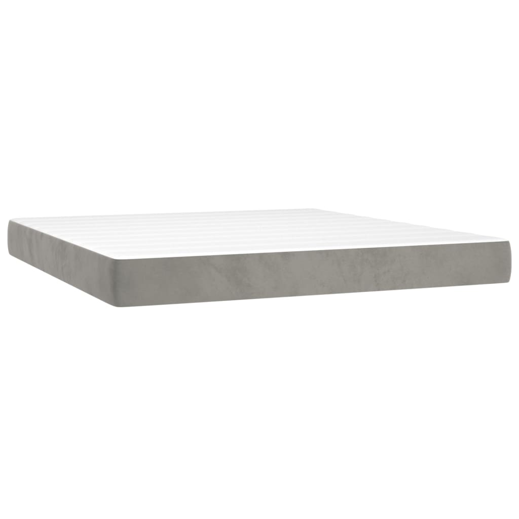 Krevet box spring s madracem LED svjetlosivi 160x200 cm baršun