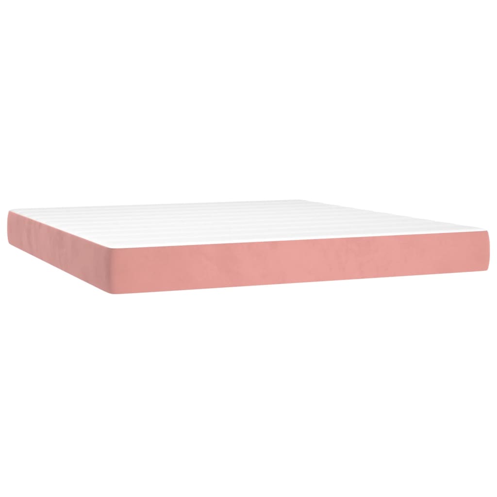 Krevet box spring s madracem LED ružičasti 180x200cm baršunasti