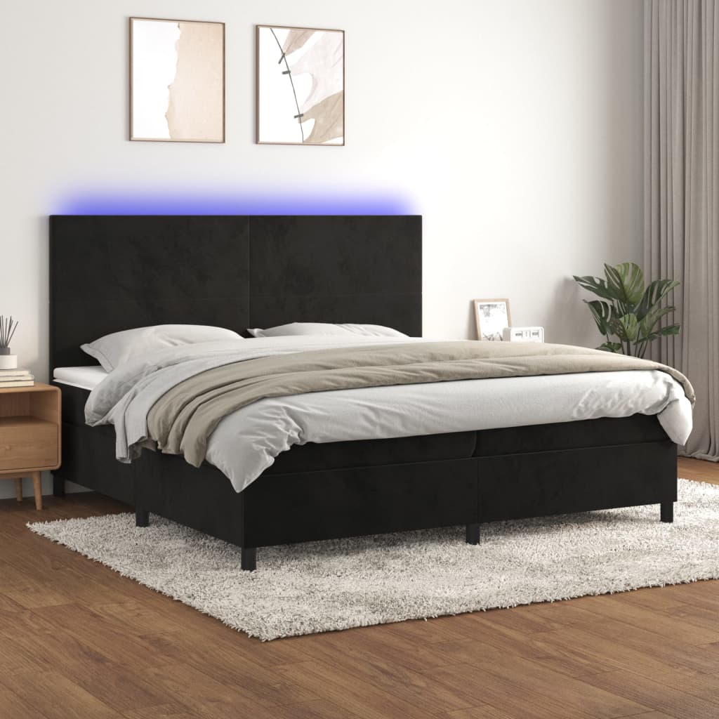 Krevet box spring s madracem LED baršun