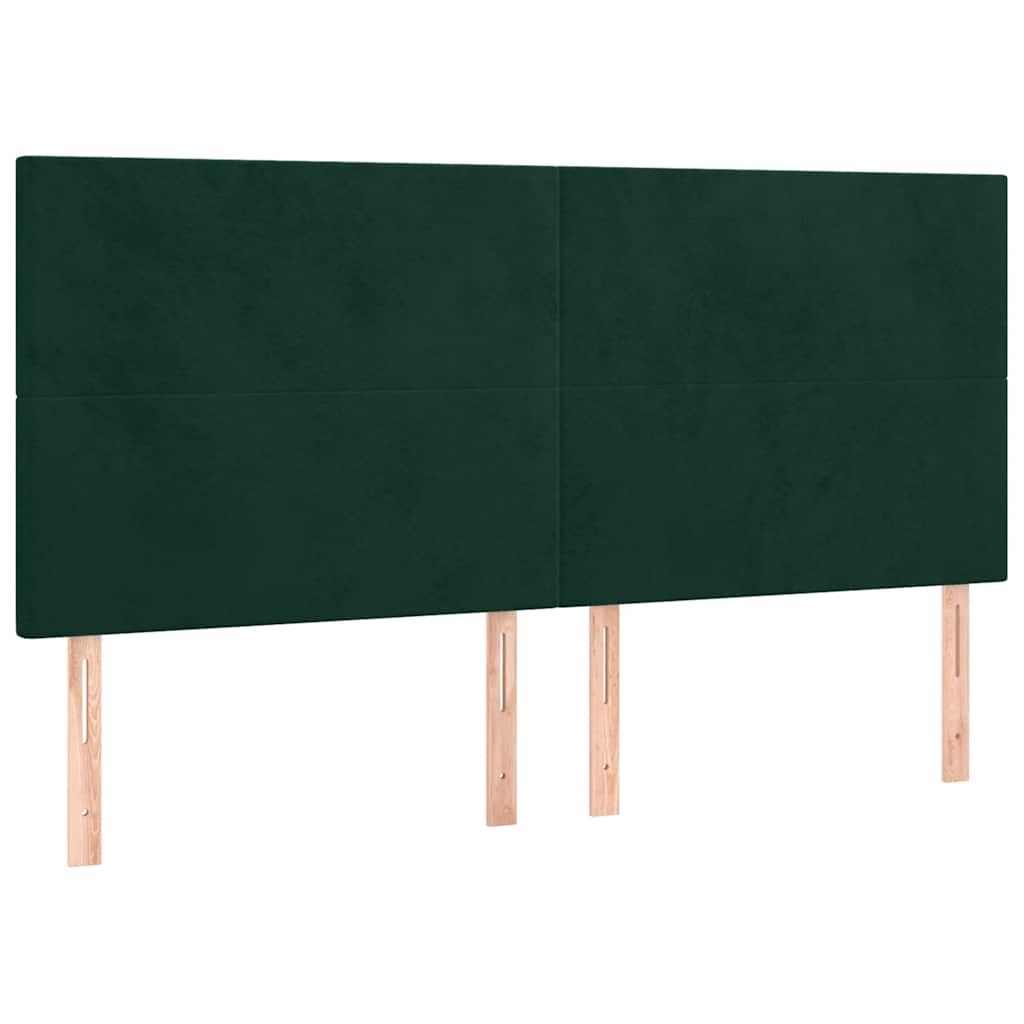 Krevet box spring s madracem LED tamnozeleni 200x200 cm baršun