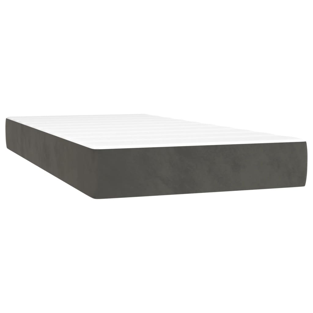 Krevet box spring s madracem LED tamnosivi 80 x 200 cm baršun