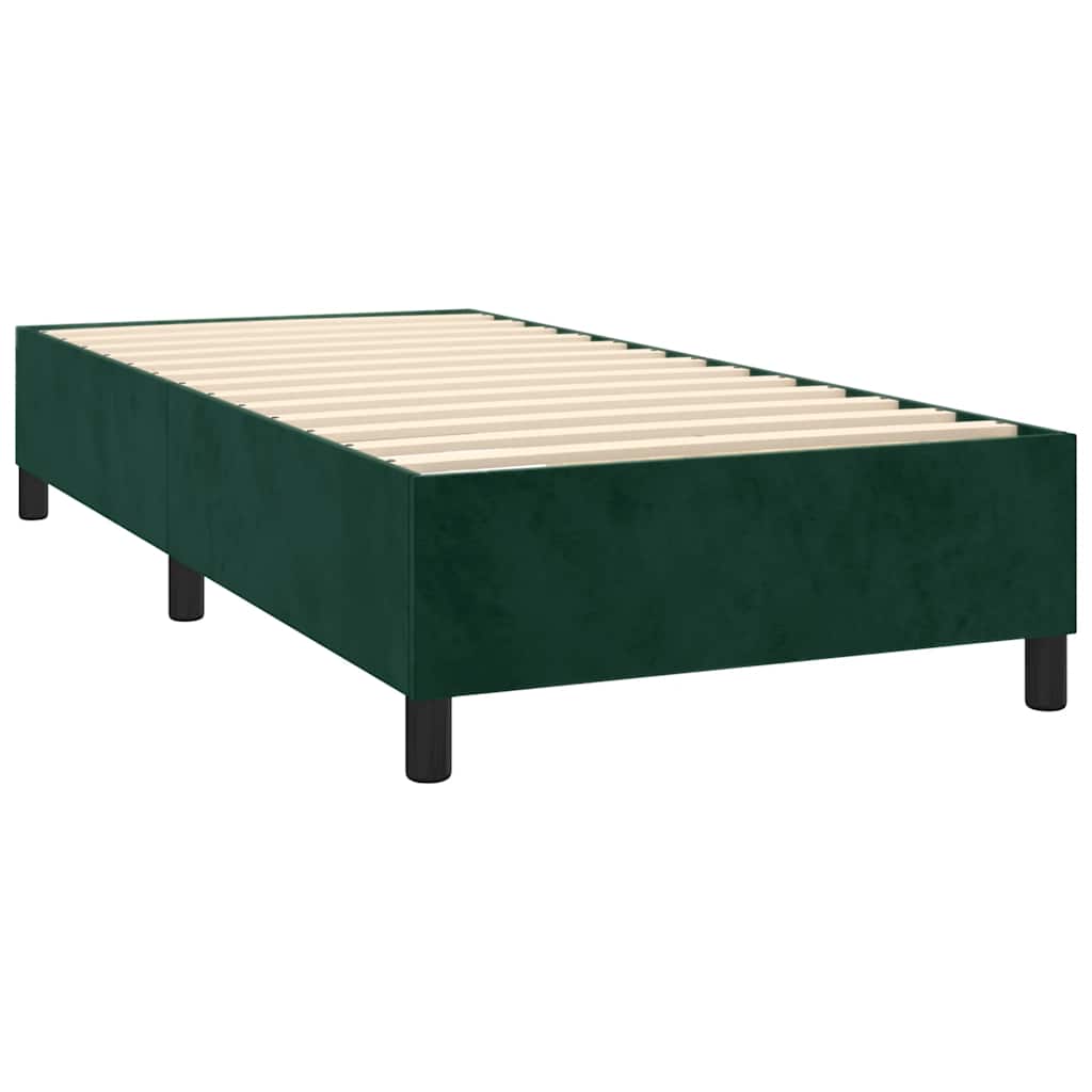 Krevet box spring s madracem LED tamnozeleni 90x200 cm baršun