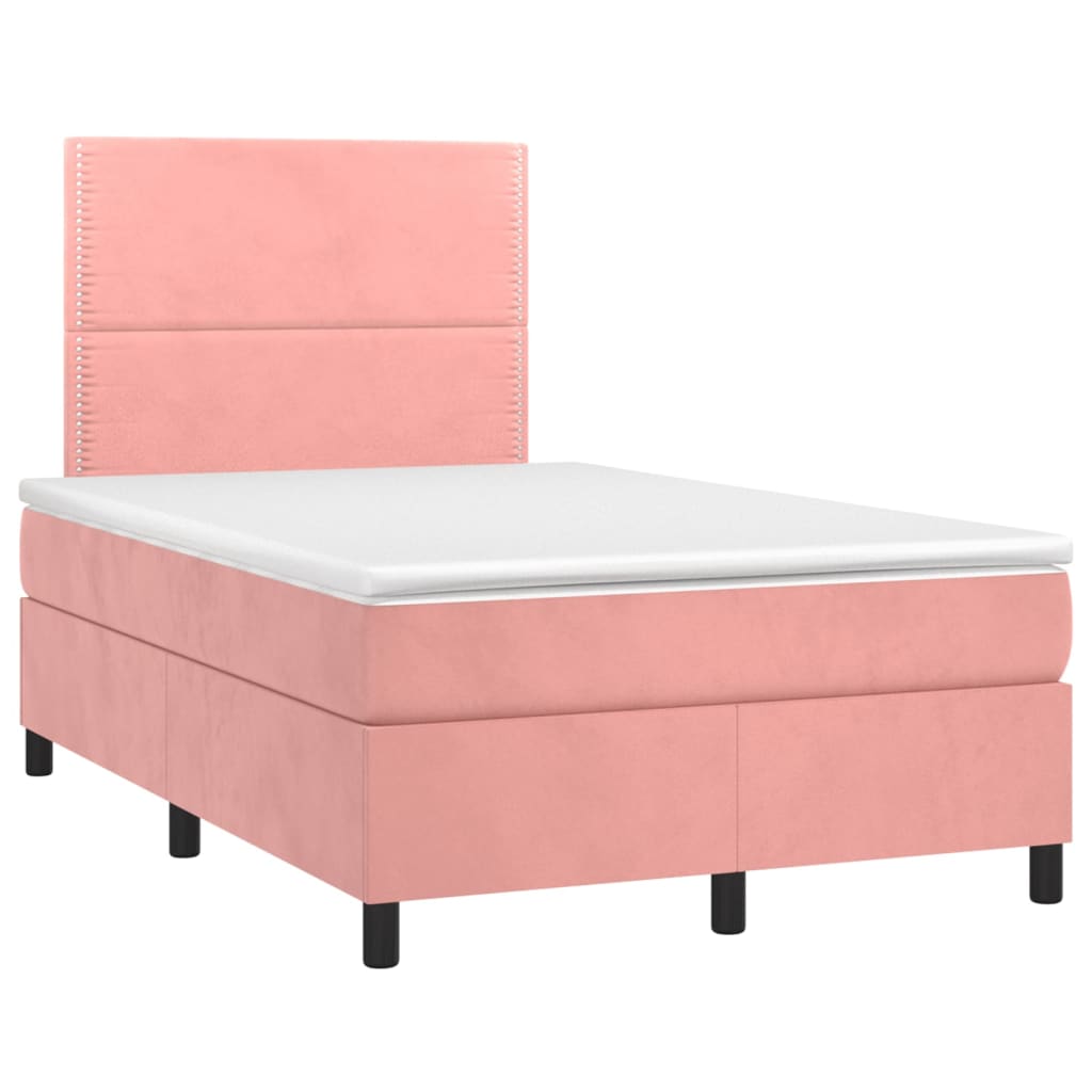 Krevet box spring s madracem LED ružičasti 120x200cm baršunasti