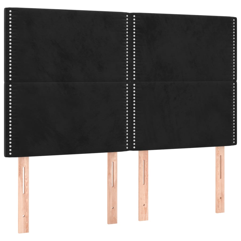 Krevet box spring s madracem LED crni 140x190 cm baršun