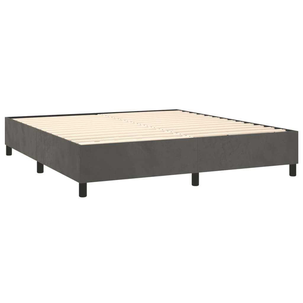 Krevet box spring s madracem LED tamnosivi 180x200 cm baršun