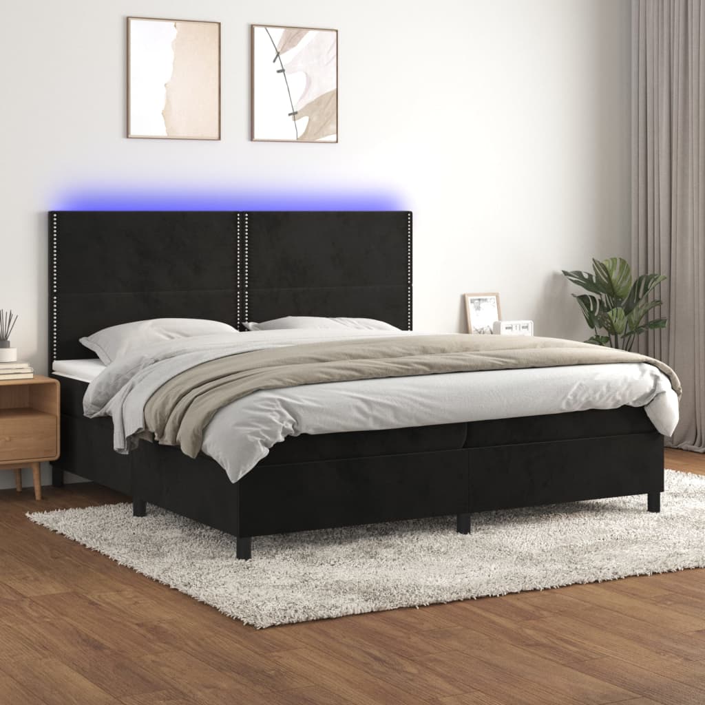 Krevet box spring s madracem LED baršun