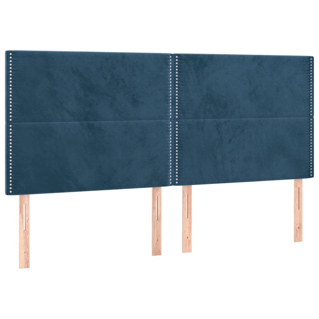 Krevet box spring s madracem LED tamnoplavi 200x200 cm baršun