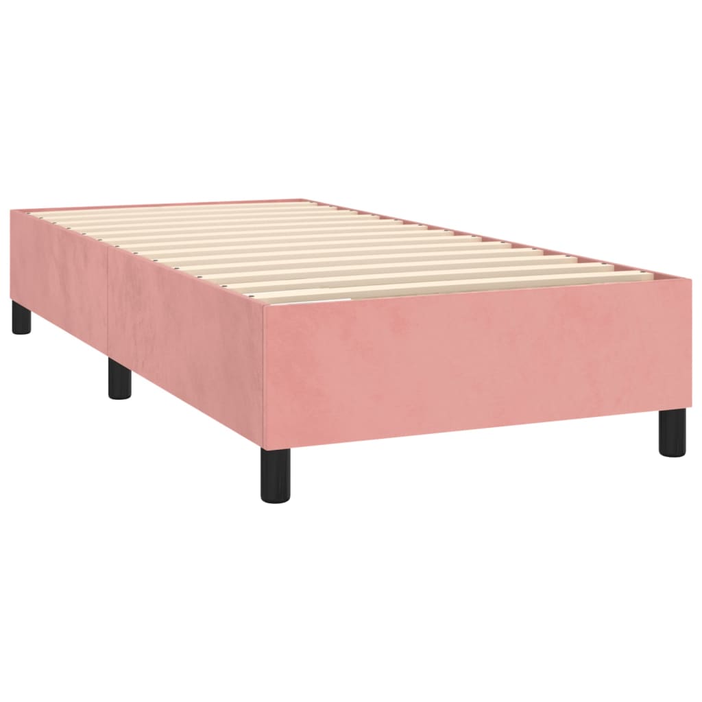 Krevet box spring s madracem LED ružičasti 90x190 cm baršunasti