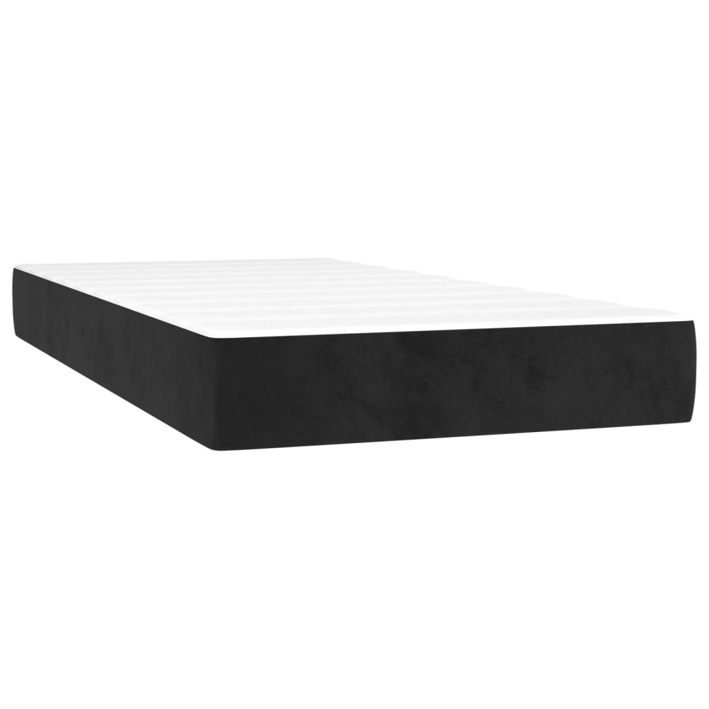 Krevet box spring s madracem LED crni 90x200 cm baršun