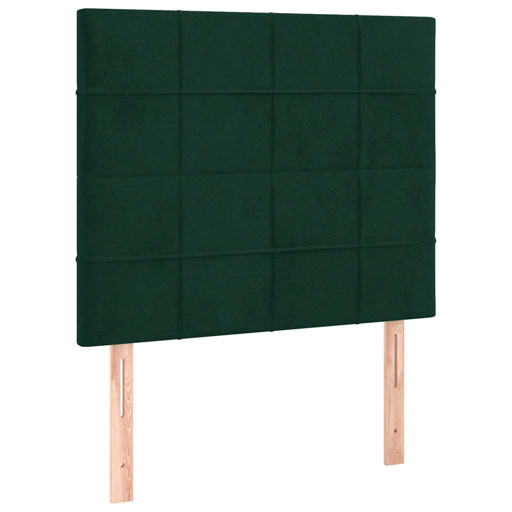Krevet box spring s madracem LED tamnozeleni 100x200 cm baršun