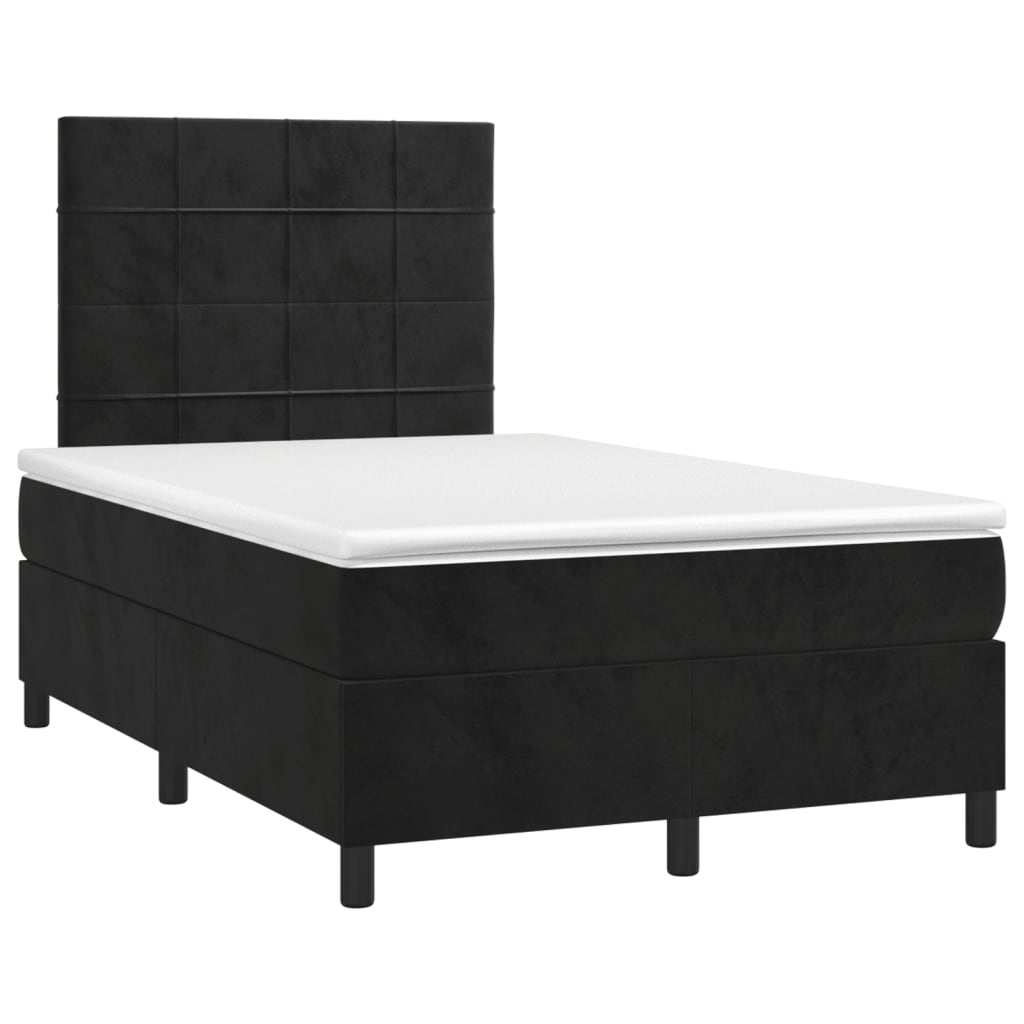 Krevet box spring s madracem LED crni 120 x 200 cm baršun