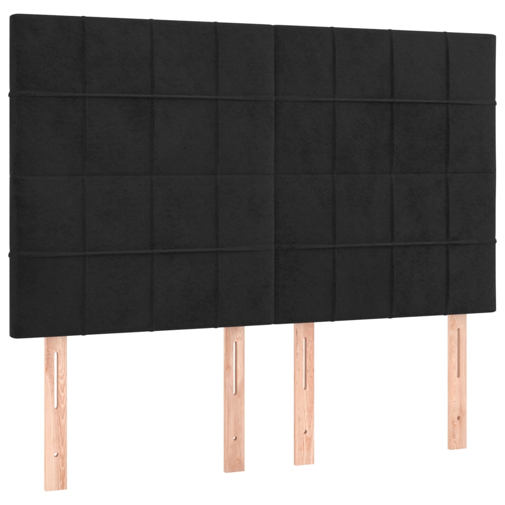 Krevet box spring s madracem LED crni 140x190 cm baršun