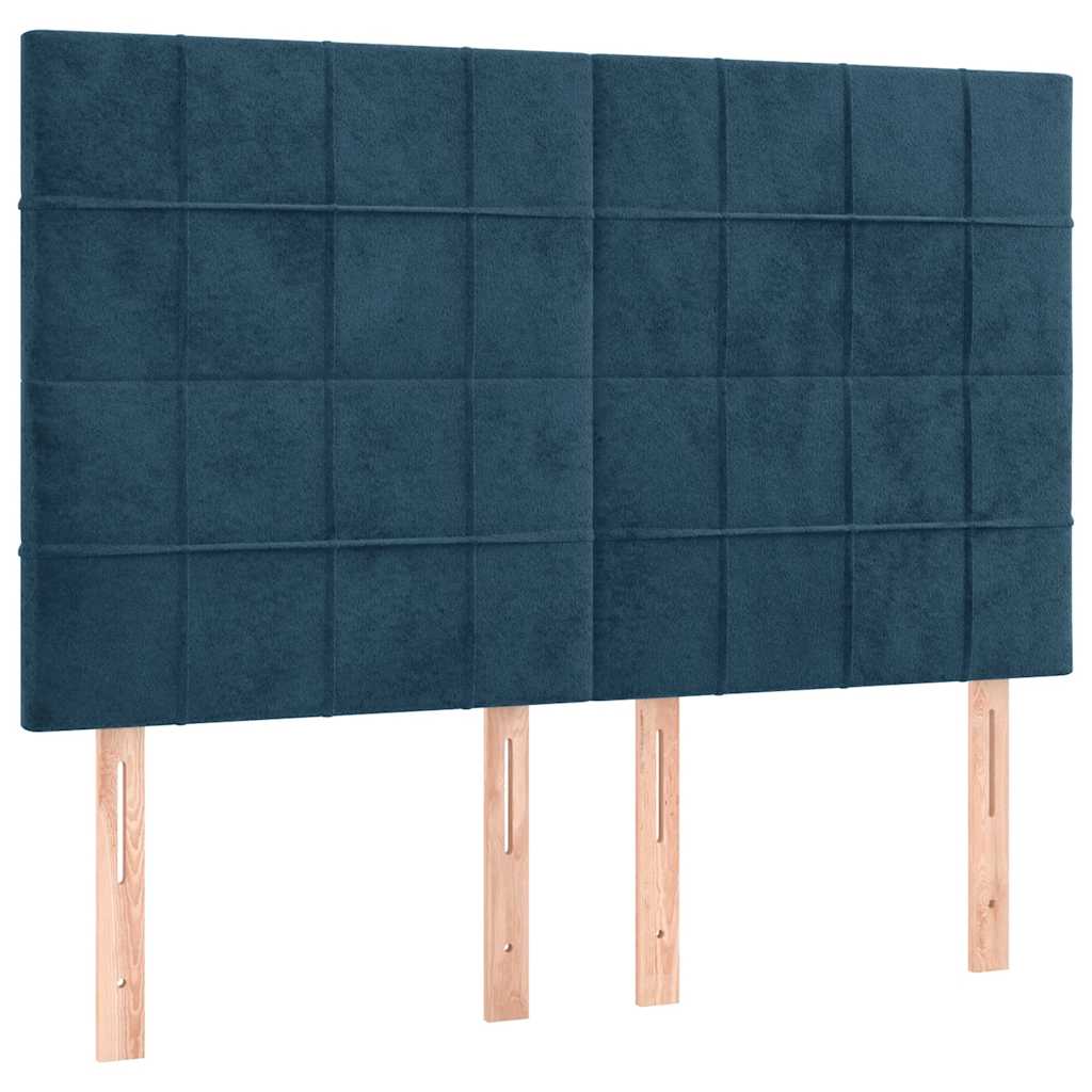 Krevet box spring s madracem LED tamnoplavi 140x190 cm baršun