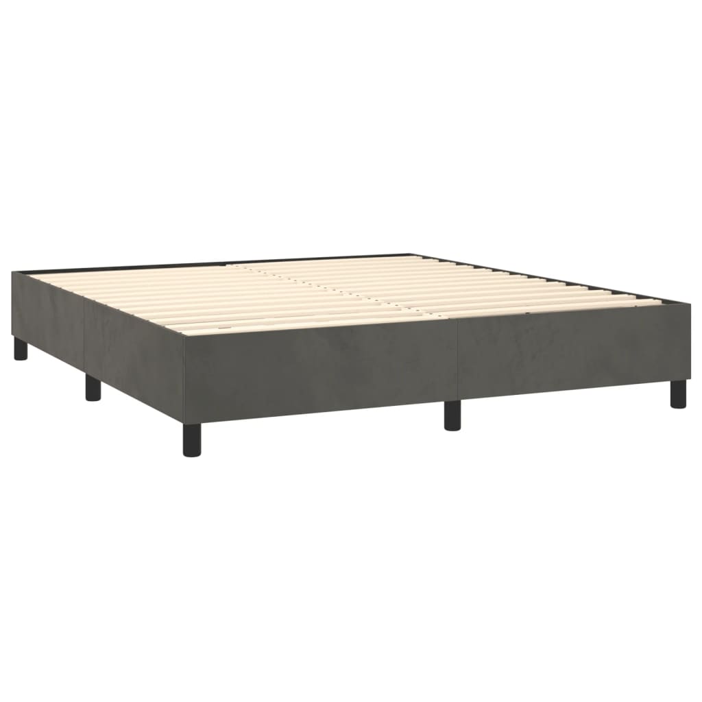 Krevet box spring s madracem LED tamnosivi 180x200 cm baršun