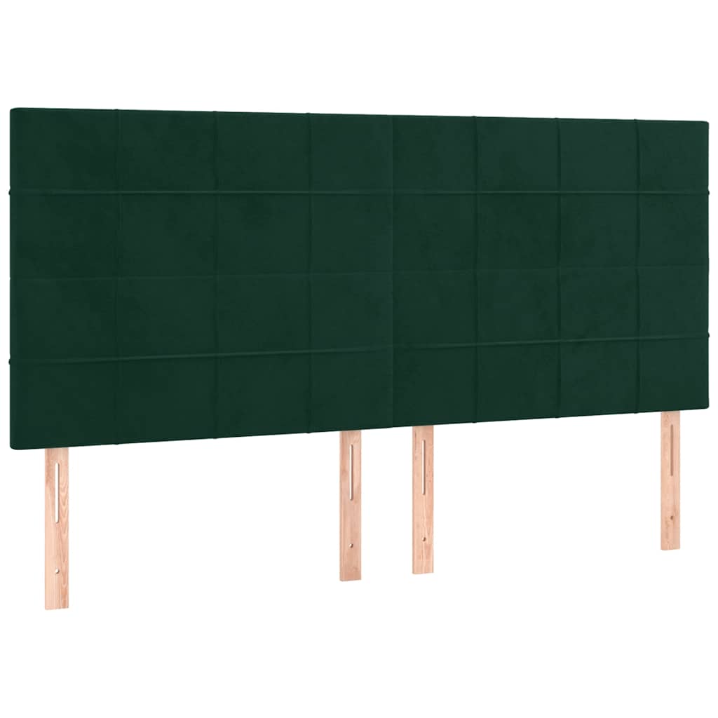 Krevet box spring s madracem LED tamnozeleni 180x200 cm baršun