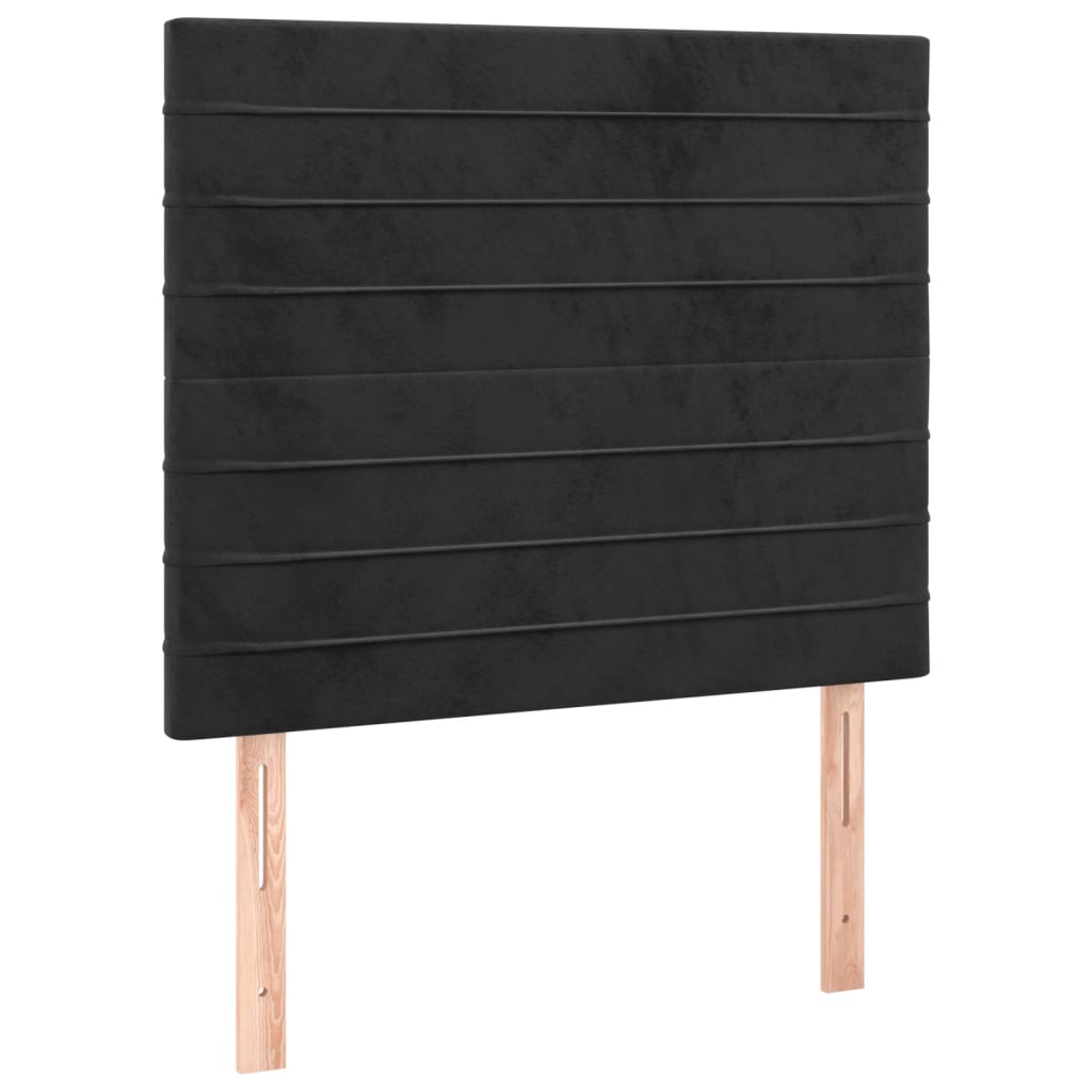 Krevet box spring s madracem LED crni 100x200 cm baršun