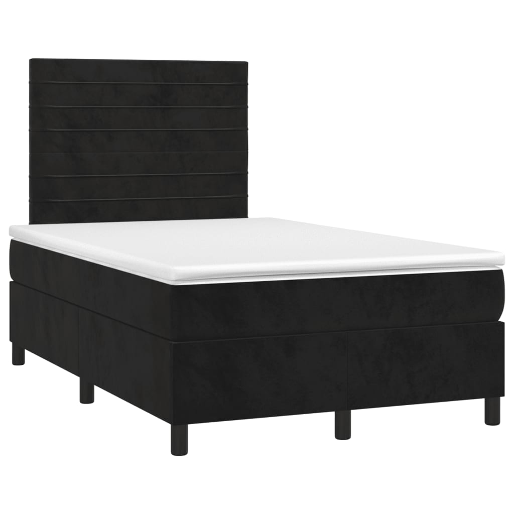 Krevet box spring s madracem LED crni 120 x 200 cm baršun