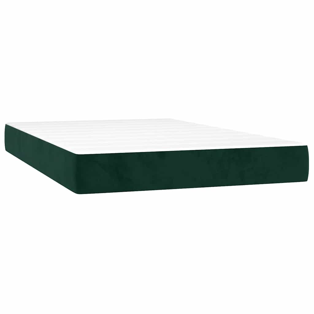 Krevet box spring s madracem LED tamnozeleni 120x200 cm baršun