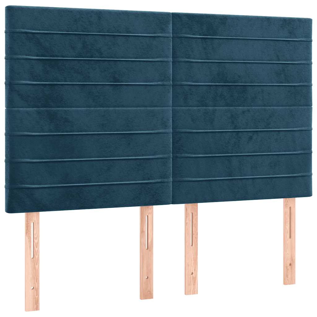 Krevet box spring s madracem LED tamnoplavi 140x190 cm baršun