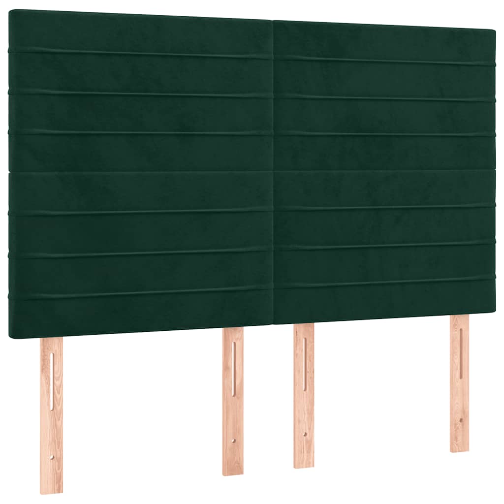 Krevet box spring s madracem LED tamnozeleni 140x200 cm baršun