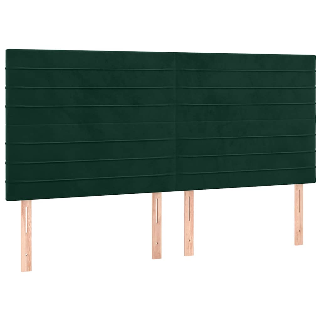 Krevet box spring s madracem LED tamnozeleni 160x200 cm baršun