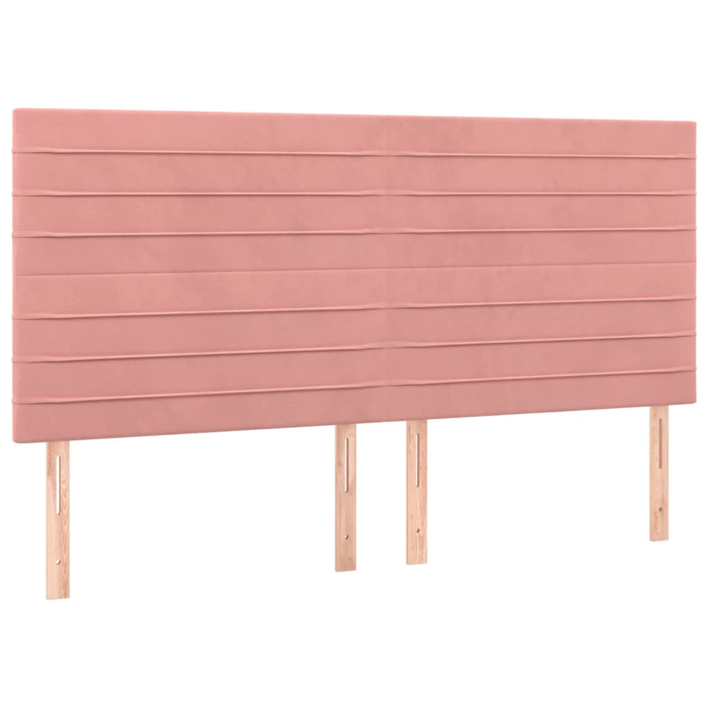 Krevet box spring s madracem LED ružičasti 160x200cm baršunasti