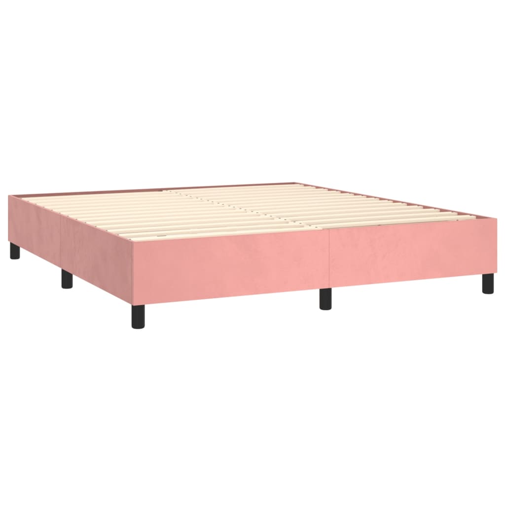 Krevet box spring s madracem LED ružičasti 180x200cm baršunasti