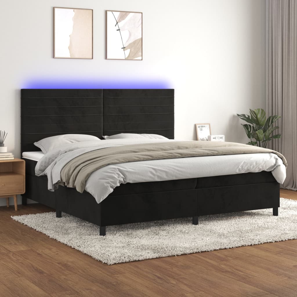 Krevet box spring s madracem LED baršun