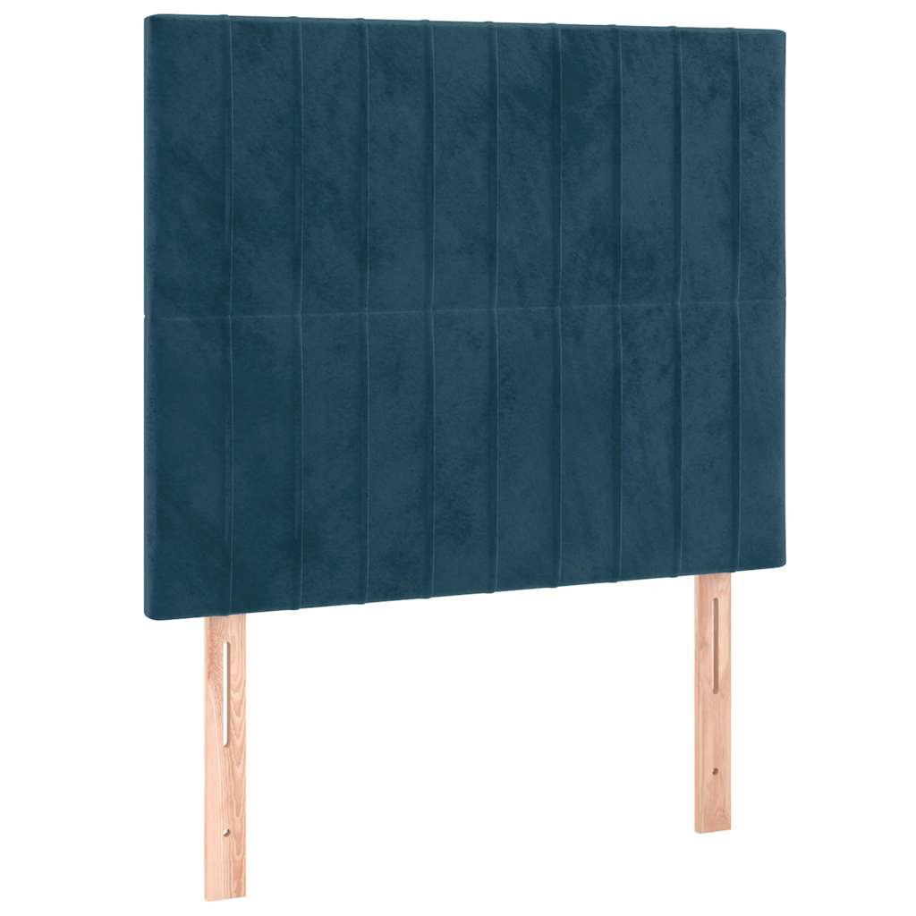 Krevet box spring s madracem LED tamnoplavi 80 x 200 cm baršun