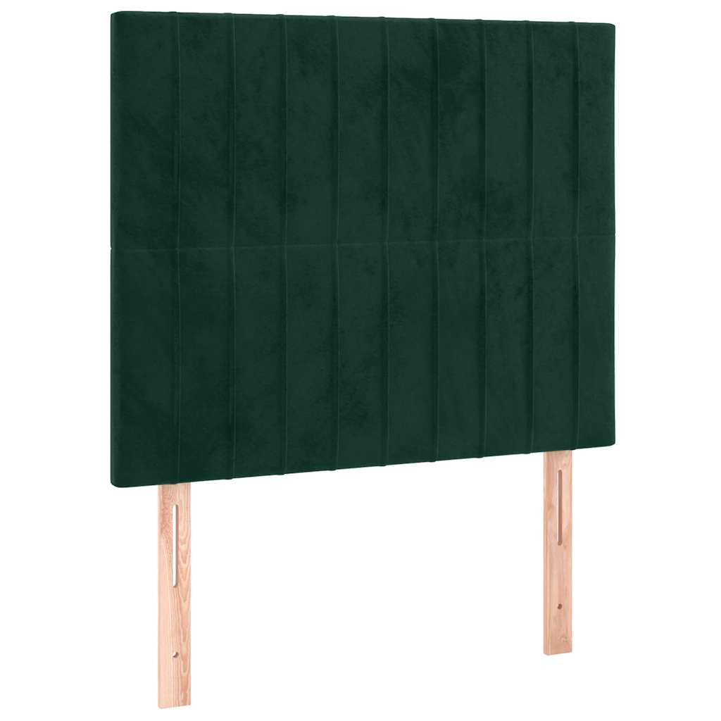 Krevet box spring s madracem LED tamnozeleni 100x200 cm baršun