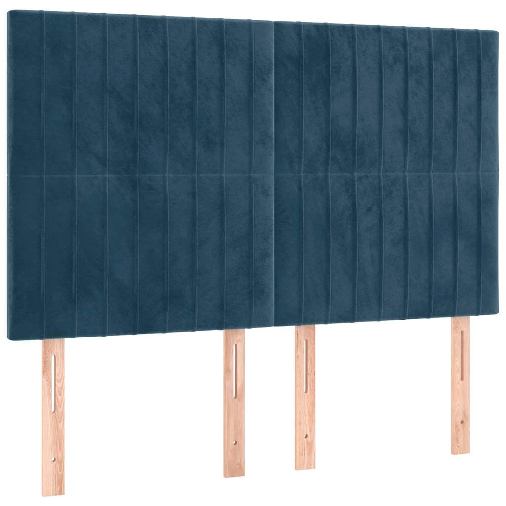 Krevet box spring s madracem LED tamnoplavi 140x190 cm baršun