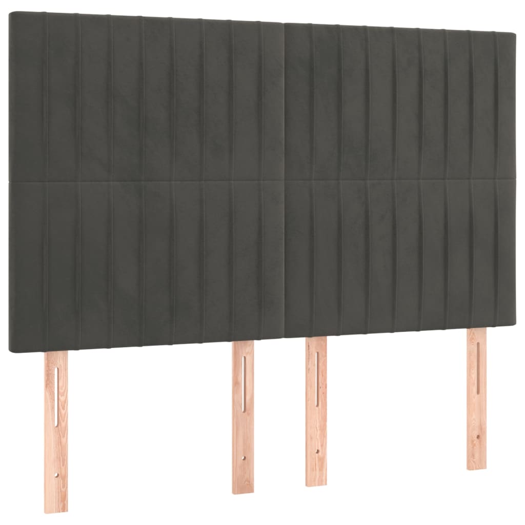 Krevet box spring s madracem LED tamnosivi 140x200 cm baršun