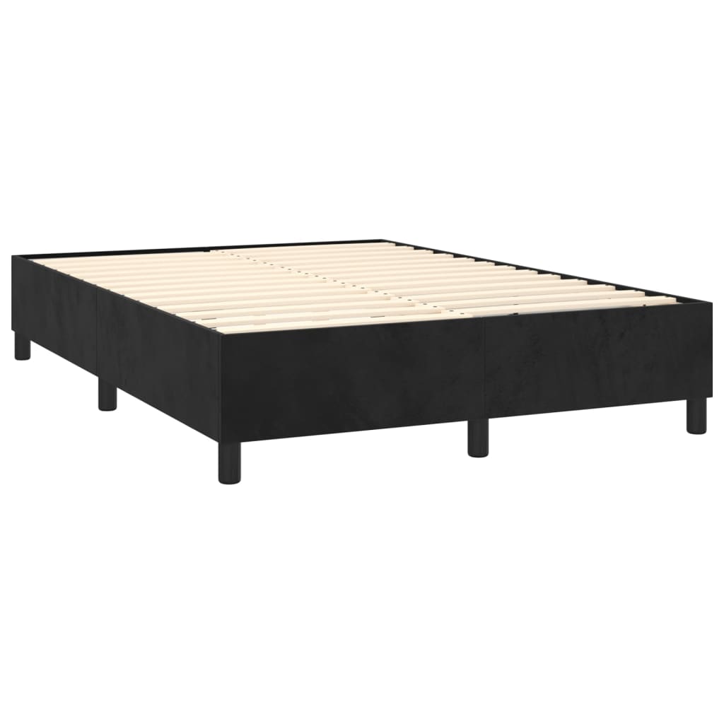 Krevet box spring s madracem LED crni 140x200 cm baršun