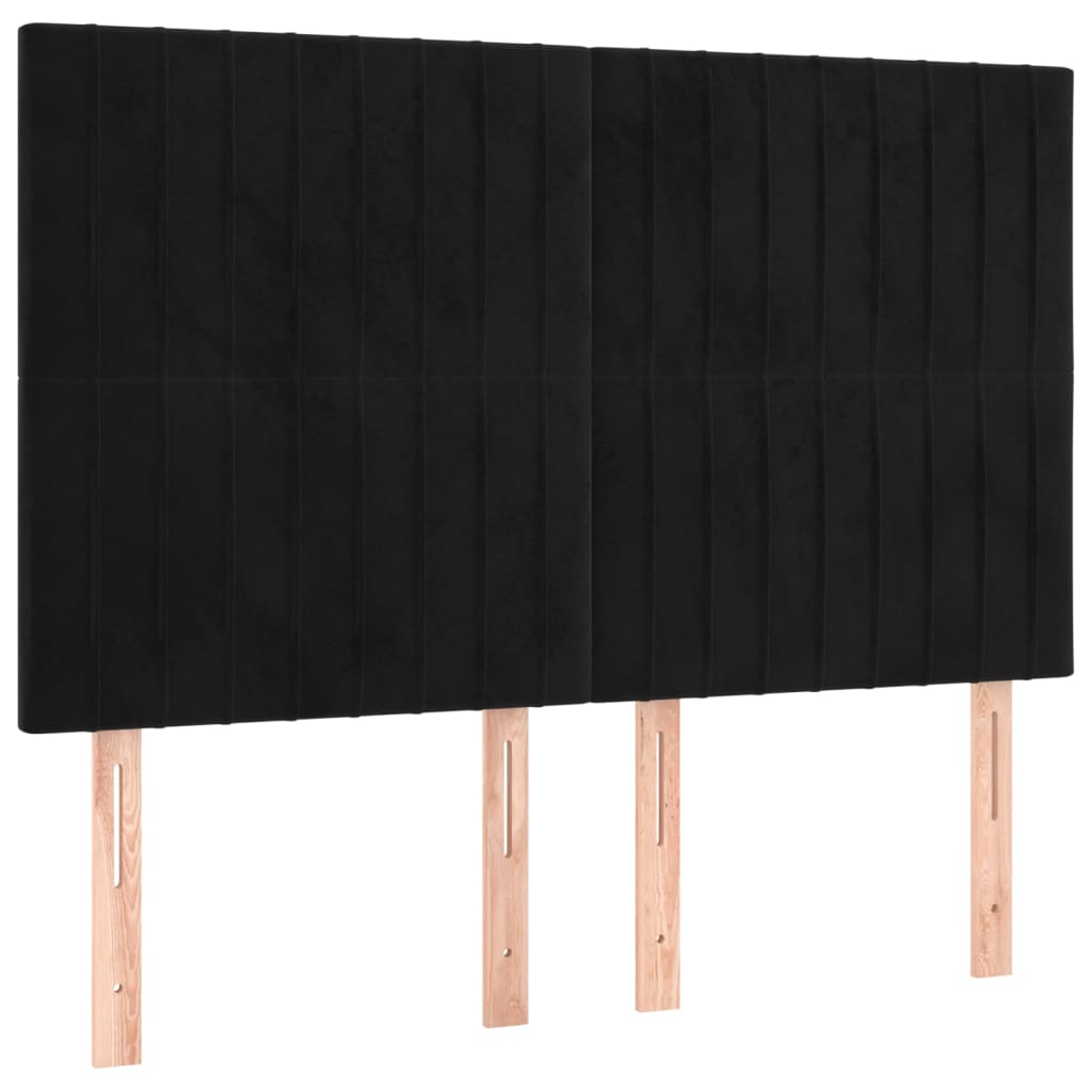 Krevet box spring s madracem LED crni 140x200 cm baršun