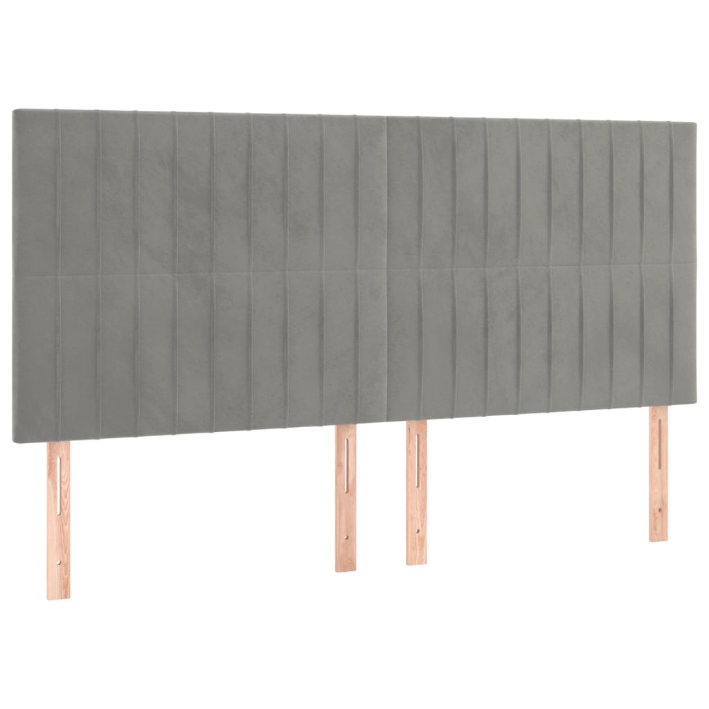 Krevet box spring s madracem LED svjetlosivi 180x200 cm baršun
