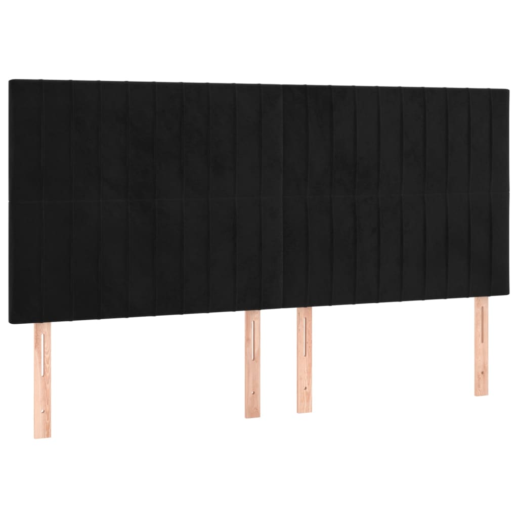 Krevet box spring s madracem LED crni 200x200 cm baršun