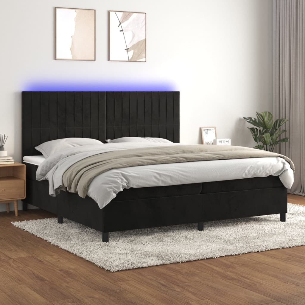 Krevet box spring s madracem LED baršun