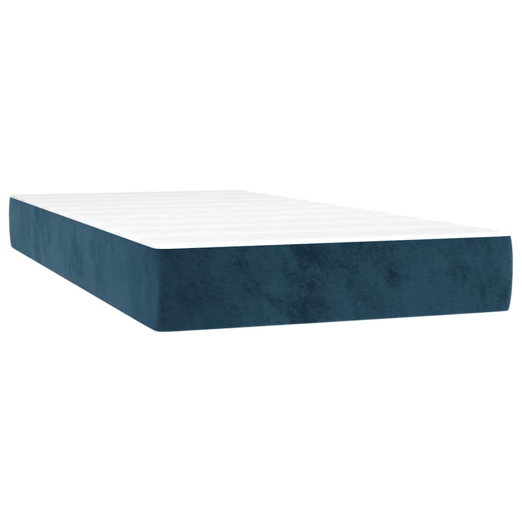 Krevet box spring s madracem LED tamnoplavi 200x200 cm baršun