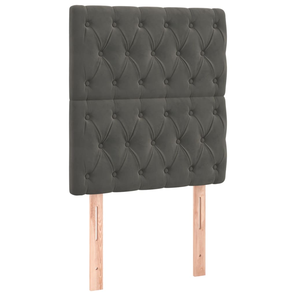 Krevet box spring s madracem LED tamnosivi 90x190 cm baršun