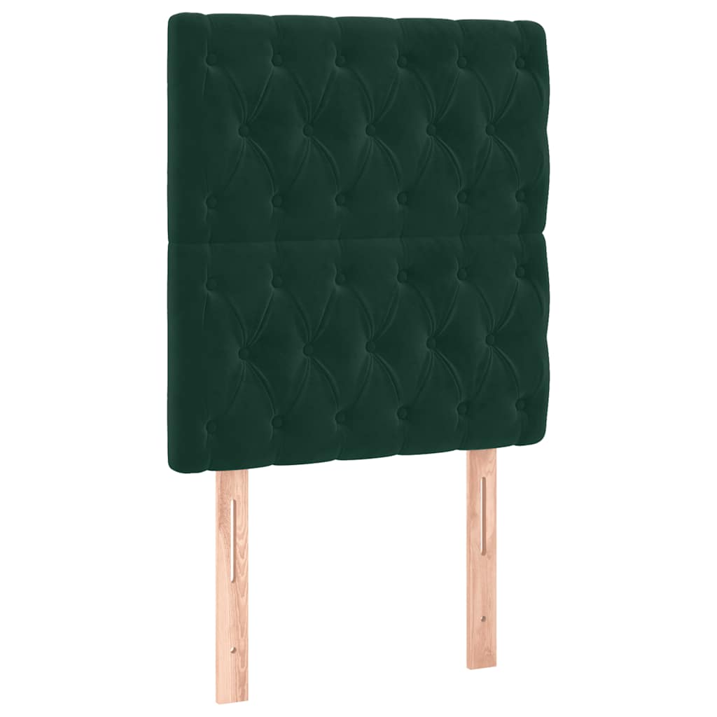 Krevet box spring s madracem LED tamnozeleni 90x200 cm baršun