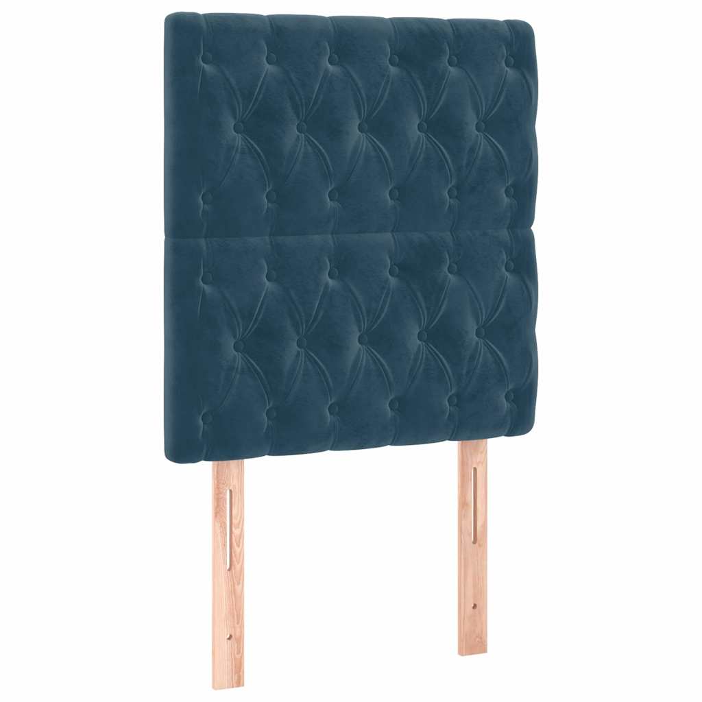 Krevet box spring s madracem LED tamnoplavi 90x200 cm baršun