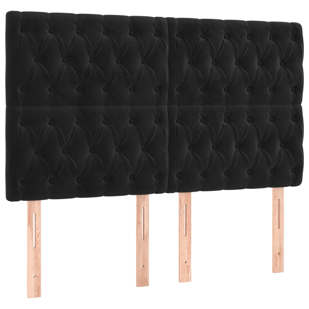 Krevet box spring s madracem LED crni 140x190 cm baršun