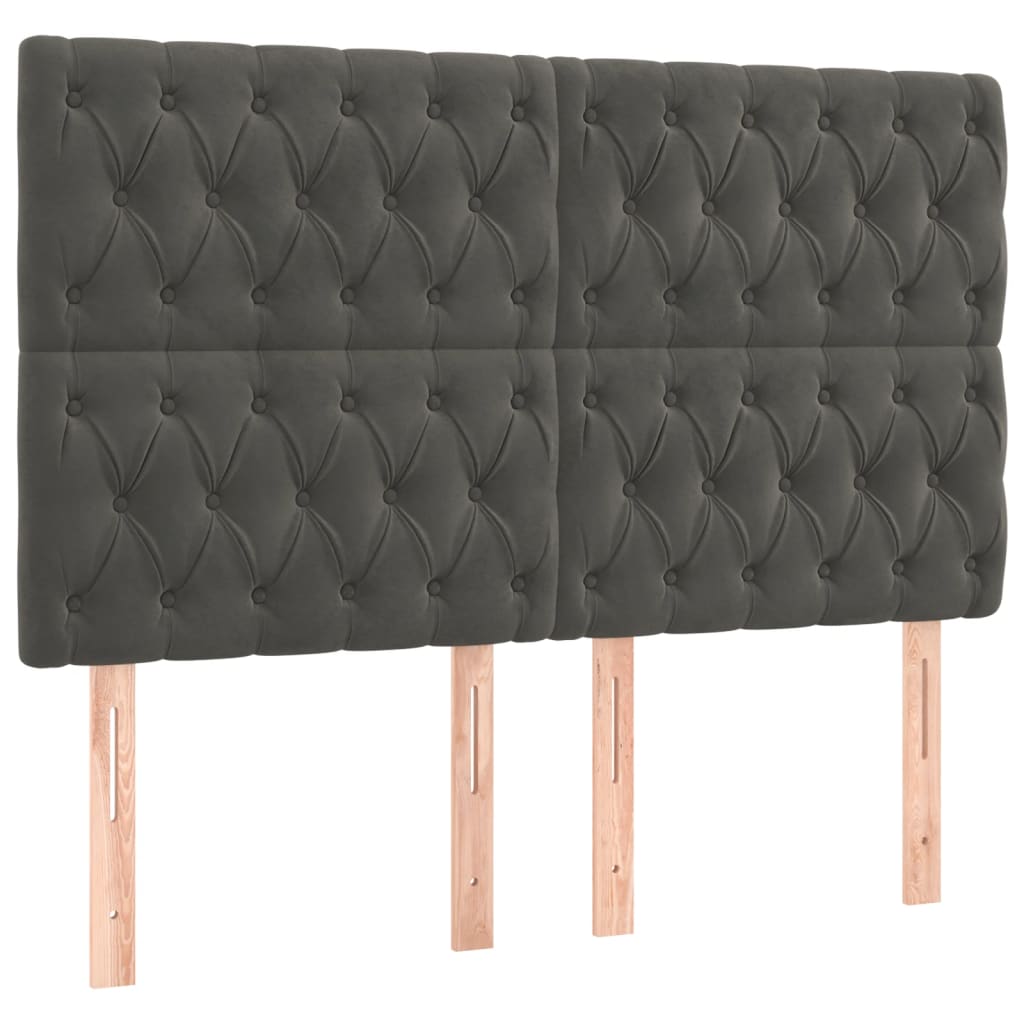 Krevet box spring s madracem LED tamnosivi 160x200 cm baršun